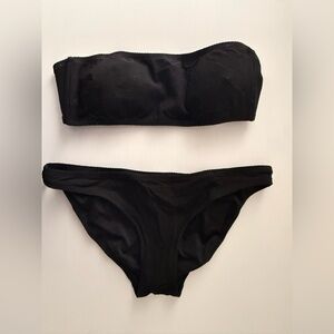 J. Crew - textured black bandeau bikini - size small